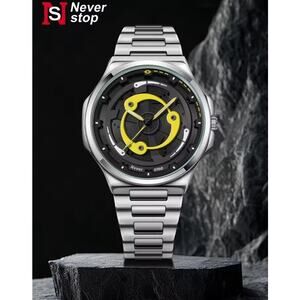 Yellow Watch Metal Spinning Collectible Timepiece Never Stop